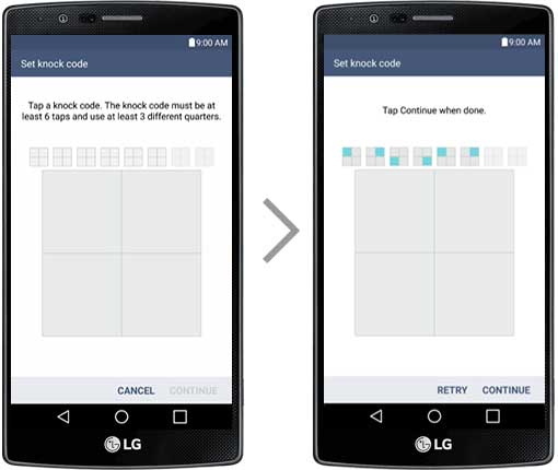LG Android 6.0 Knock Code