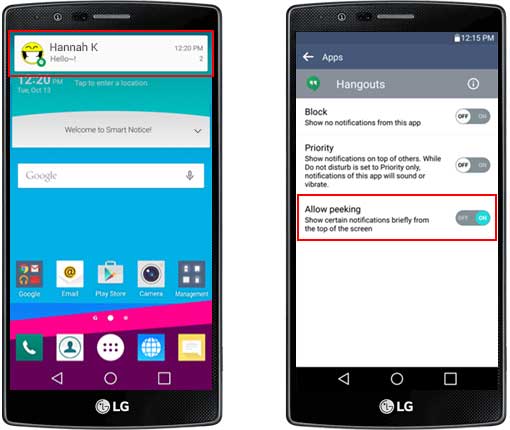 LG android 6.0 Marshmallow Peeking