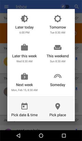 Inbox by gmail Snooze