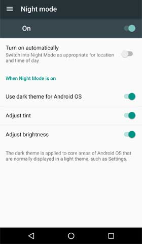 Android N Night Mode