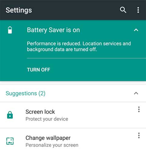 Android N Settings Suggestion