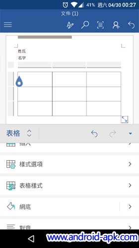 Micrsoft Word Table
