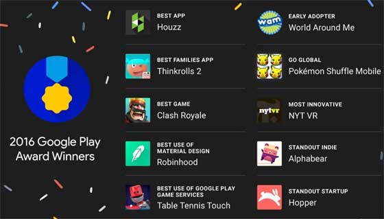 2016 Google Play Awards 得奬名單
