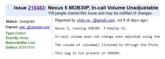 Nexus 5 MOB30P Volume Issue