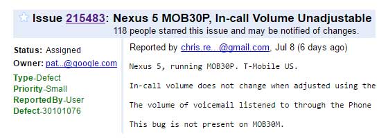 Nexus 5 MOB30P Volume Issue