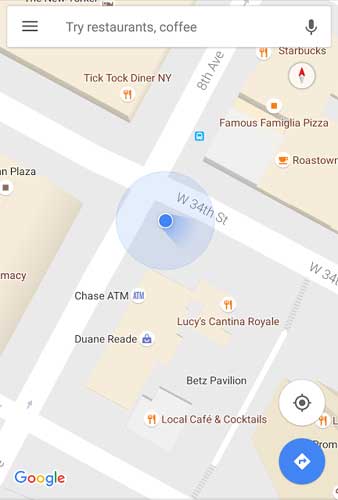 Google Maps Blue Dot Direction
