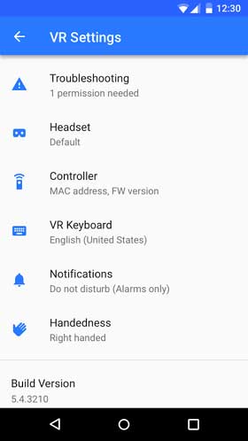 Daydream App Settings