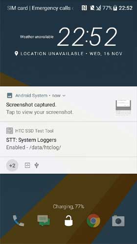 HTC 10 Android 7.0 Nougat Lock Screen