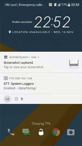 HTC 10 Android 7.0 Nougat Lock Screen
