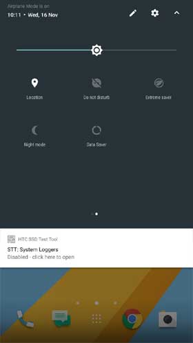 HTC 10 Android 7.0 Nougat Quick Settings