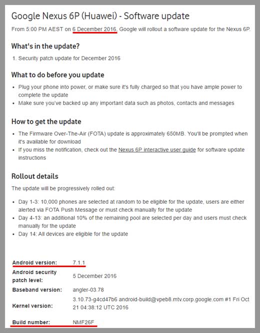 Nexus 6P Android 7.1.1