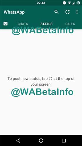 WhatsApp Beta Status Tab