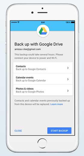 Google Drive Backup from iOS