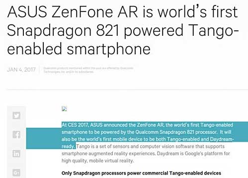 Asus Zenfone AR leak