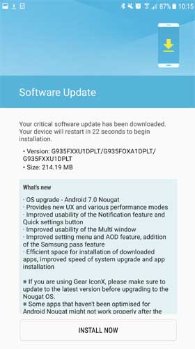 Samsung Galaxy S7 Nougat