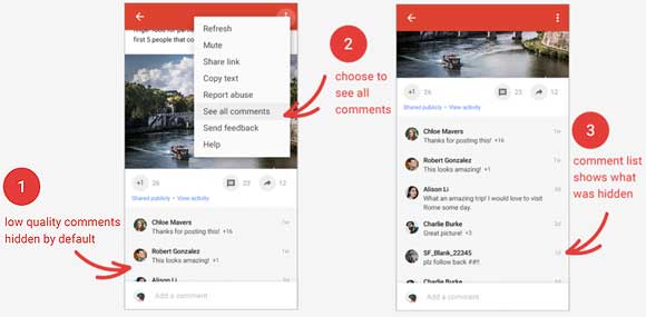 Google+ Hide Comments