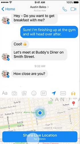 Facebook Messenger  "Live Location"