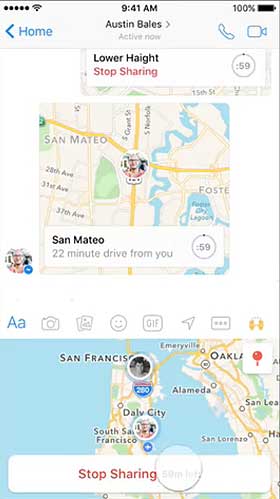 Facebook Messenger  "Live Location"