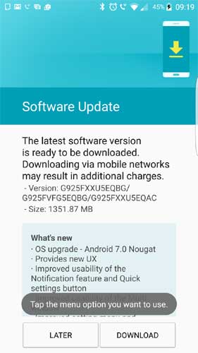 Galaxy S6 Android 7.0 Nougat