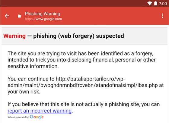 Gmail Phishing Warning