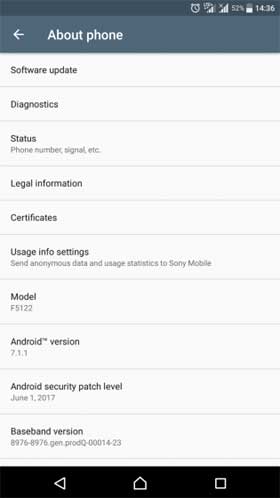 Xperia X Android 7.1.1