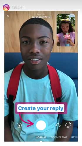 Instagram Stories Reply Camera