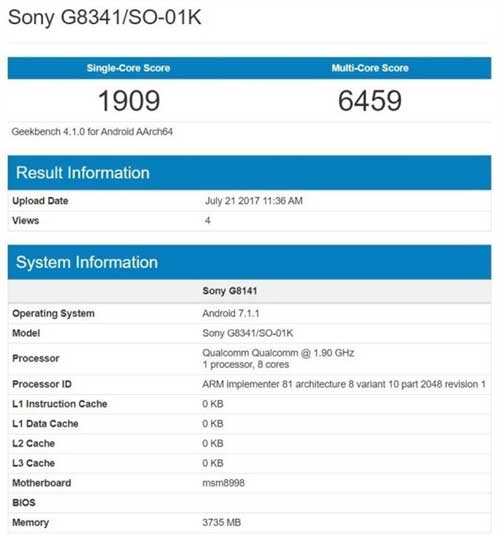 Sony Xperia XZ1 G8341