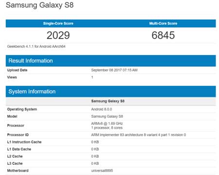 Galaxy S8 Android 8.0 Oreo Benchmark