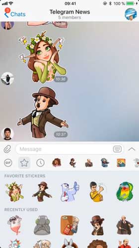 Telegram 4.3 Stickers