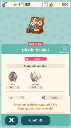 Animal Crossing: Pocket Camp Shop