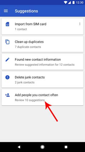 Google Contacts Suggestions