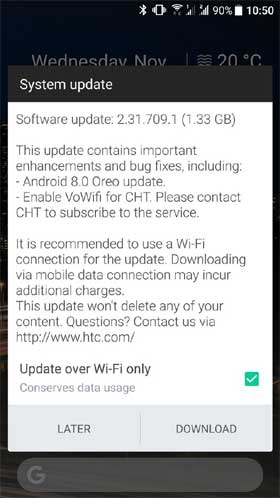 HTC U11 Android 8.0 Oreo 升级