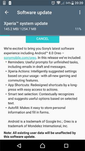 Sony Xperia X Performance Oreo Update