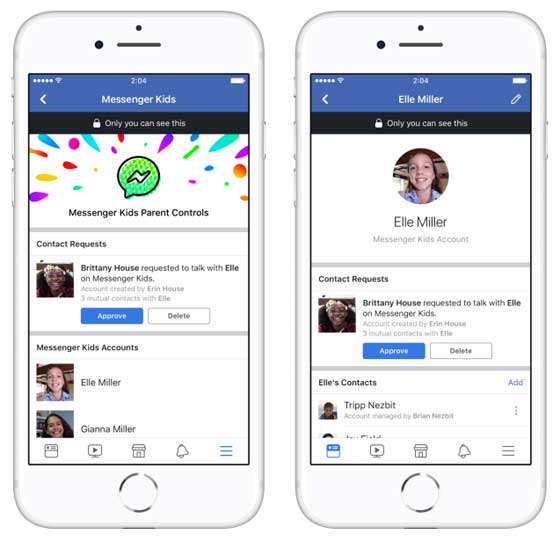 Facebook Messenger Kids Control Panel