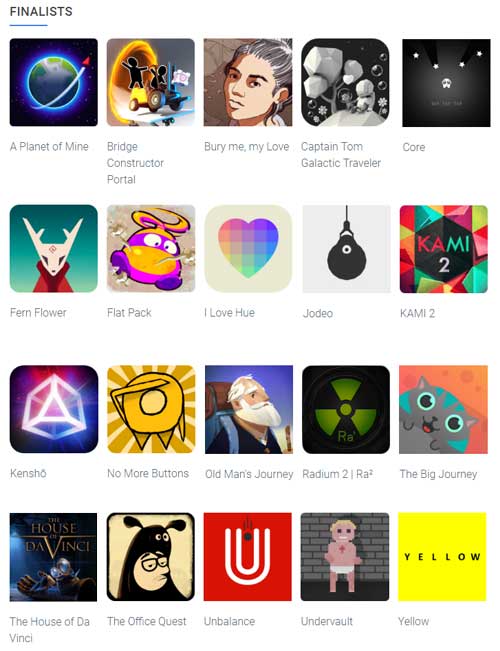 Google Play Indie Game Contest Finalists