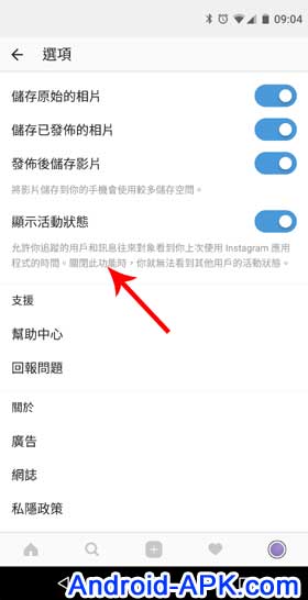 Instagram 設定 顯示活動狀態