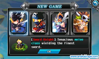Zenonia 角色 Sword Knight, Shadow Hunter, Mechanic Launcher, Nature Shaman