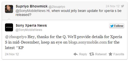 Sony Xperia S Jelly Bean