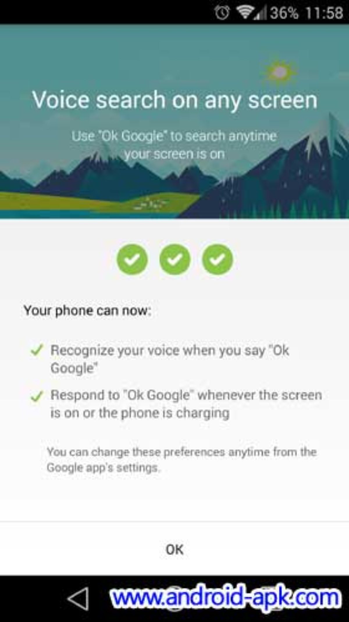Start Ok Google Voice Search On Any Screen Function Android Apk