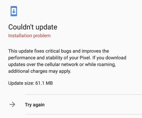 Pixel July Security Can't Update