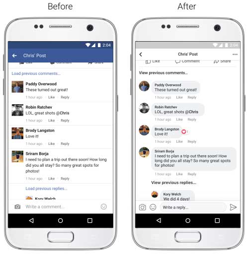 Facebook App UI Comment