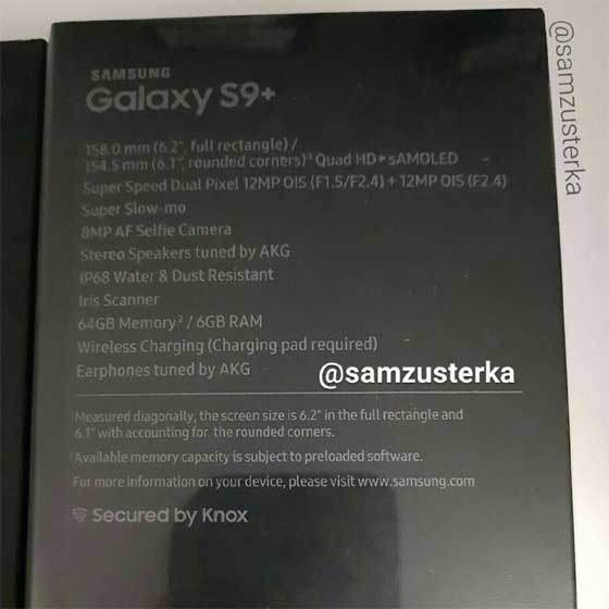  Galaxy S9+ 包装