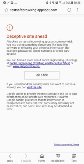 Samsung Internet Beta Protected Browsing