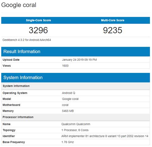 Google Coral Benchmark