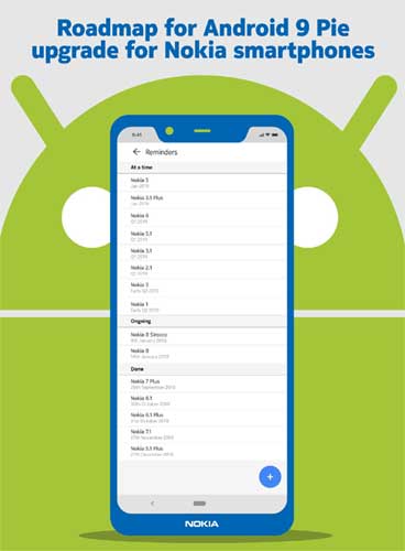 Nokia Android 9 Pie 升级时间表