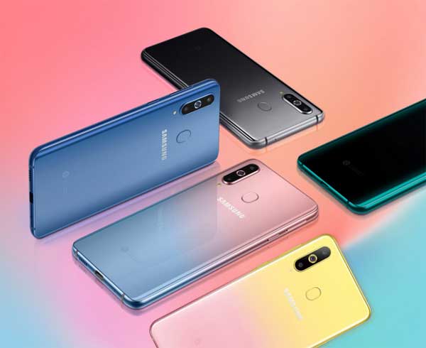 Galaxy A8s 粉红 粉蓝 黄渐变