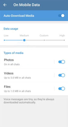 Telegram v5.4 媒体档案下载