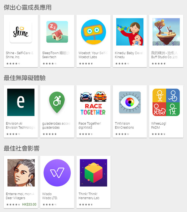 2019 Google Play Awards 提名名單