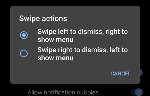 Android Q Notification Swipe