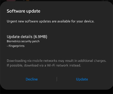 Galaxy S10 Fingerprint update